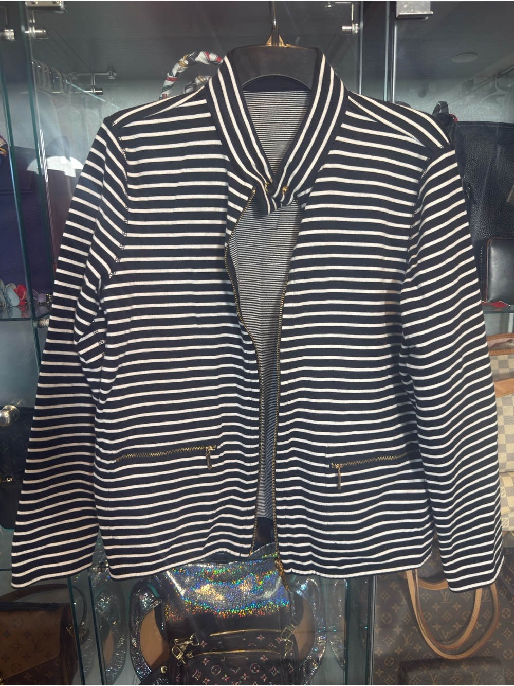 Ralph Lauren Reversible Black and White Striped Zip Jacket